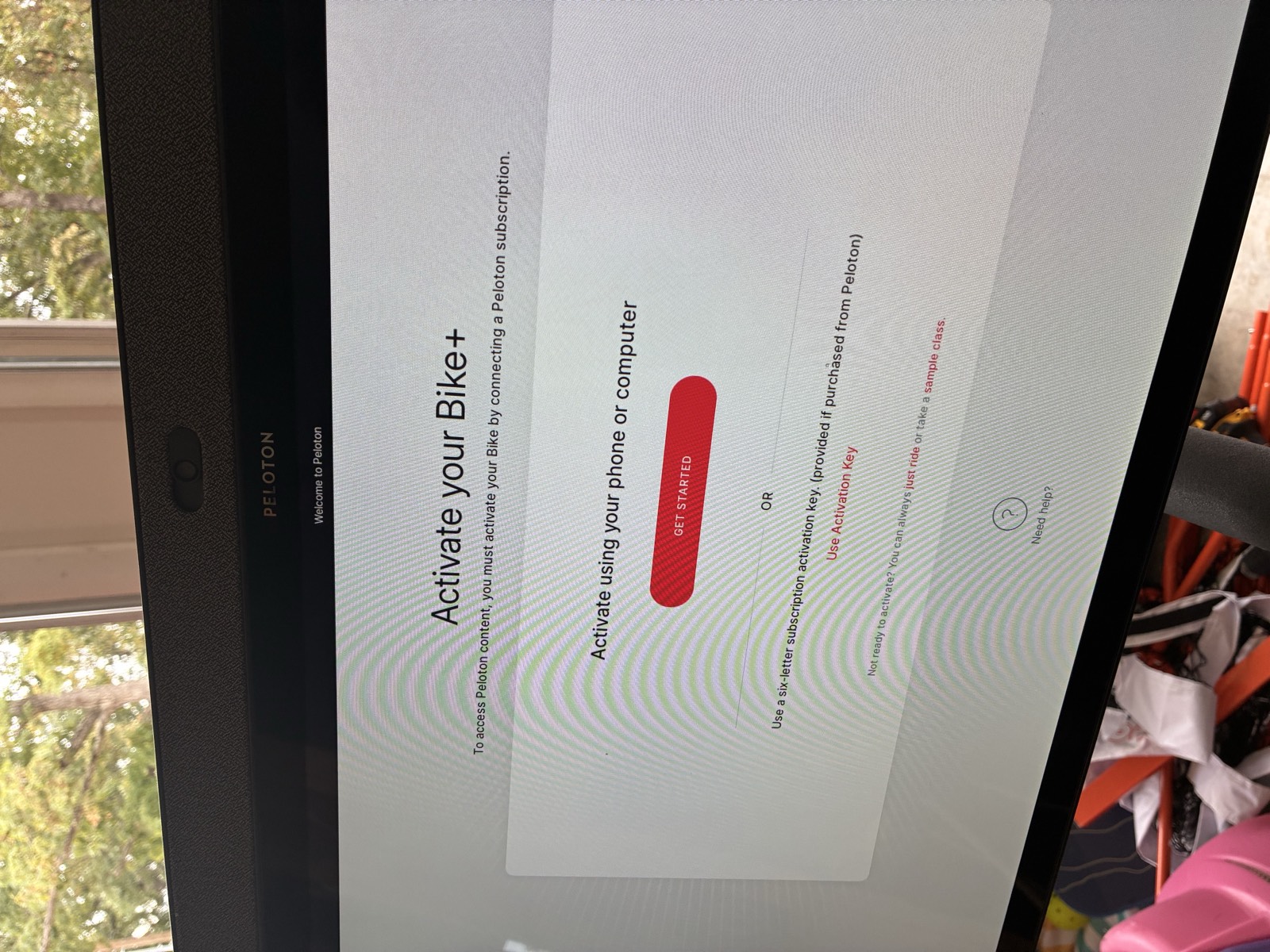 Activation screen — factory reset, Bike+ confirmed
